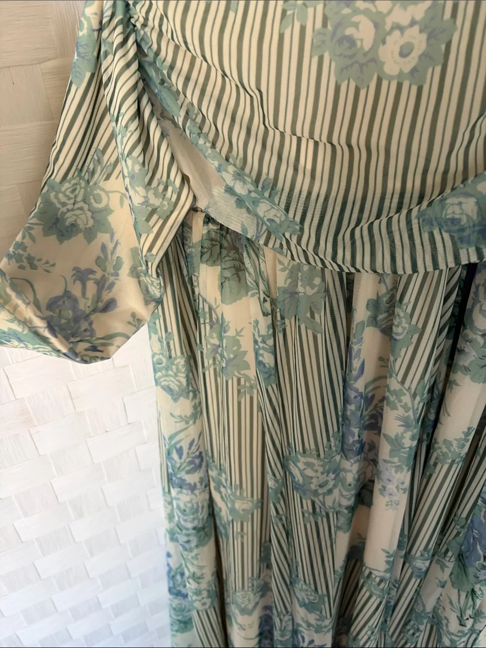 Abercrombie & Fitch Cream Maxi Dress with Sage Floral Print